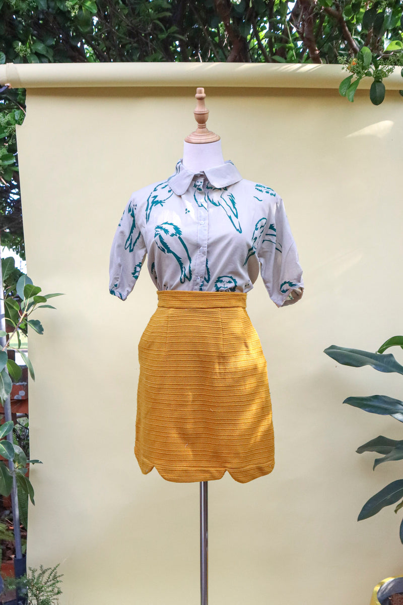 Scallop Skirt - Vintage Mustard – Alice Nightingale