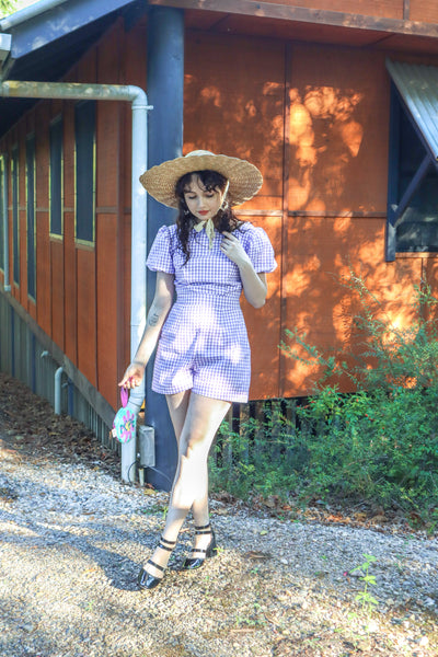 Gingham Playsuit - Lilac