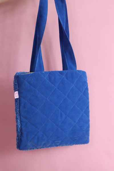 Patchwork Tuilt Bag - Blue Tote