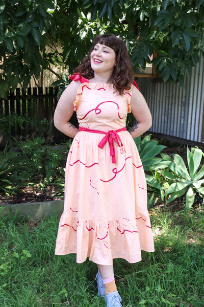 Stitches + Seams Dress - Pink + Apricot