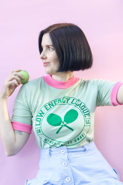 Low Energy League Tshirt - Mint + Pink - Fake Sports