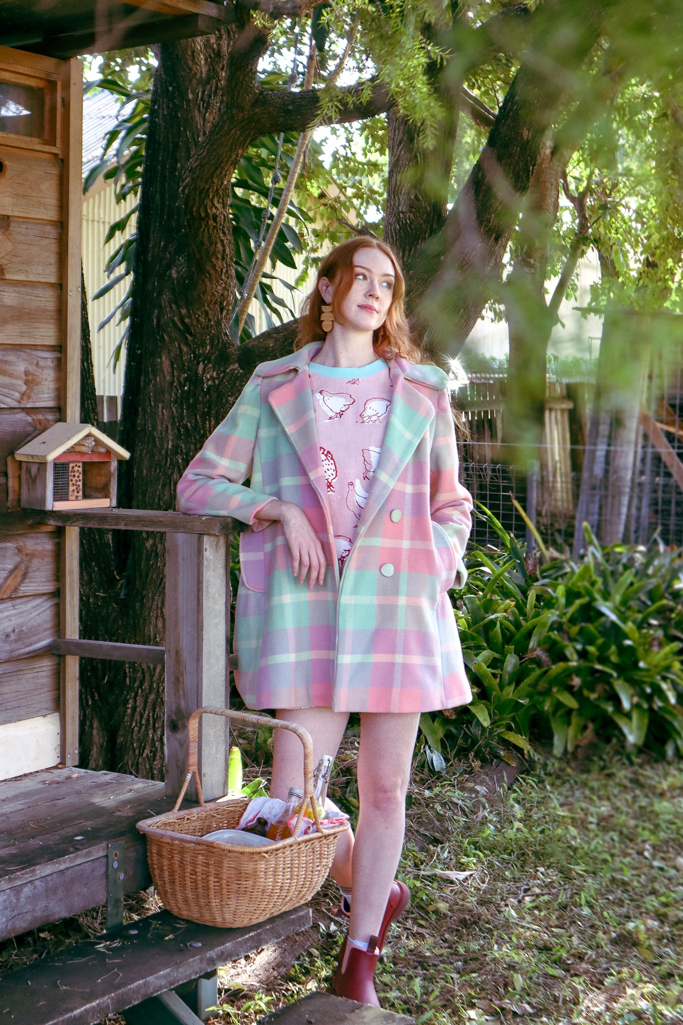 Blanket Coat - Pastel Pink + Green