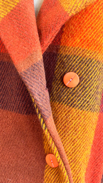 Blanket Coat - Orange + Brown