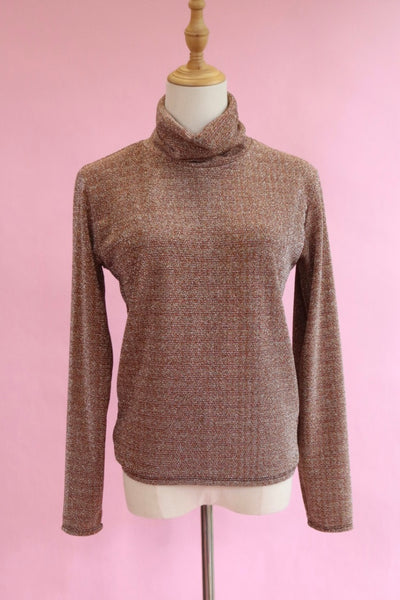 Glitter Turtleneck - Caramel