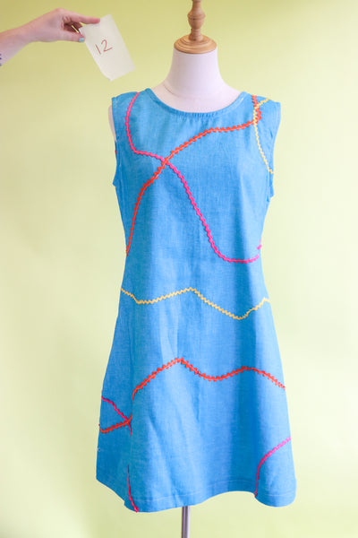 Ric Rac Shift Dress - Blue Skies