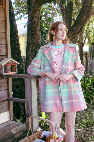 Blanket Coat - Pastel Pink + Green