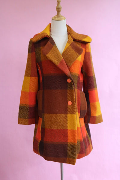 Blanket Coat - Orange + Brown