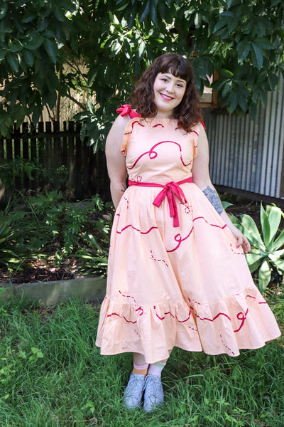 Stitches + Seams Dress - Pink + Apricot