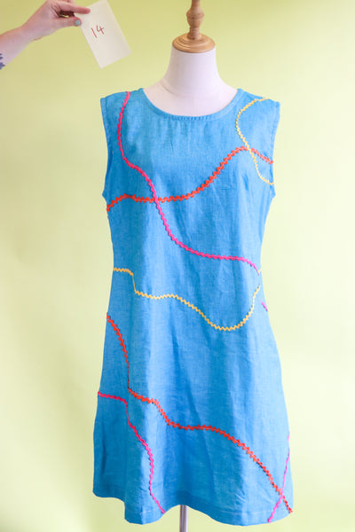 Ric Rac Shift Dress - Blue Skies