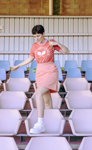 Pastel Power Skirt - Vintage Orange Houndstooth