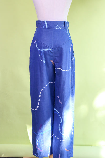 Stitches and Seams Pants - Blue Chambray