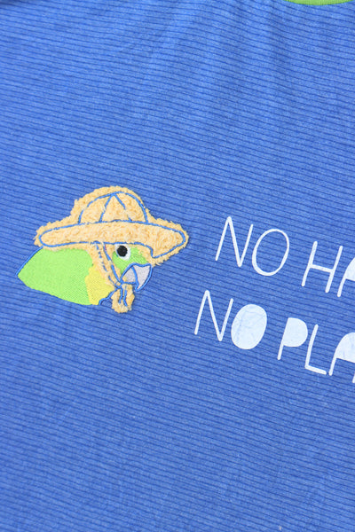 No Hat No Play Tshirt - Blue Stripe + Green