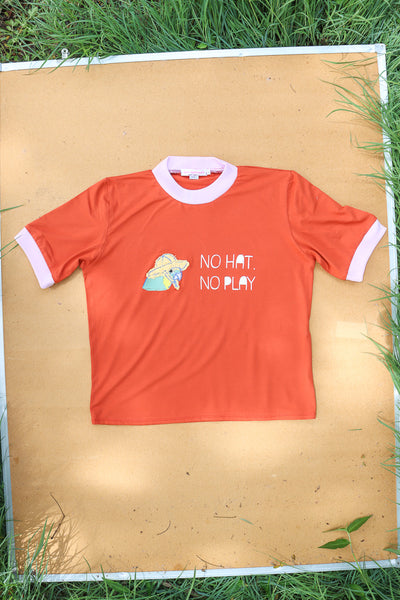 No Hat No Play Tshirt - Rust + Lilac