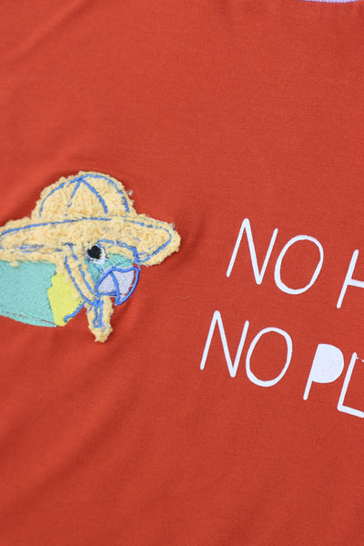 No Hat No Play Tshirt - Rust + Lilac