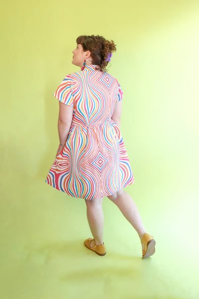 Retro Swirl Button Up Dress