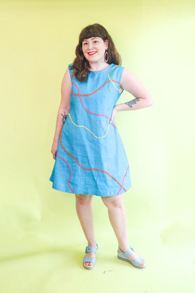 Ric Rac Shift Dress - Blue Skies