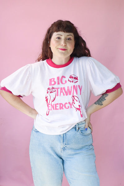 Big Tawny Energy T-shirt - Dark Pink + Pale Pink