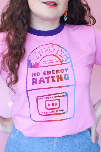 No Energy Rating T-shirt - Bubblegum Pink