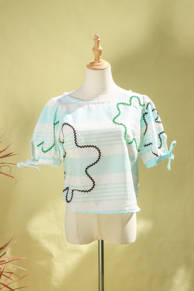 Paper Daisy Top - Pastel Blue