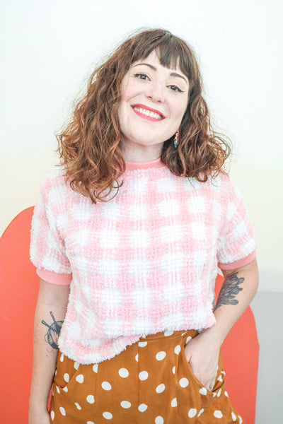 Fluffy Tee - Pink Gingham