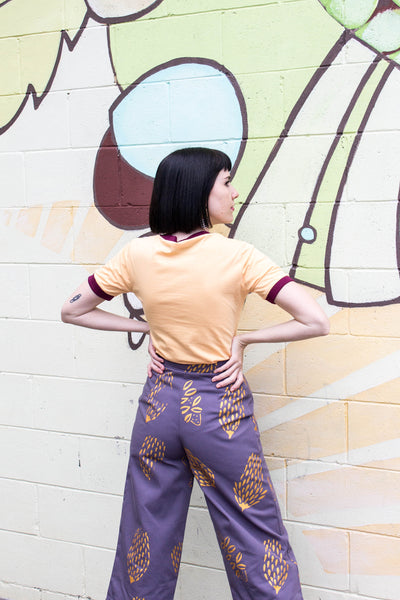 Golden Banksia Hand Printed Jeans - Handmade by Alice